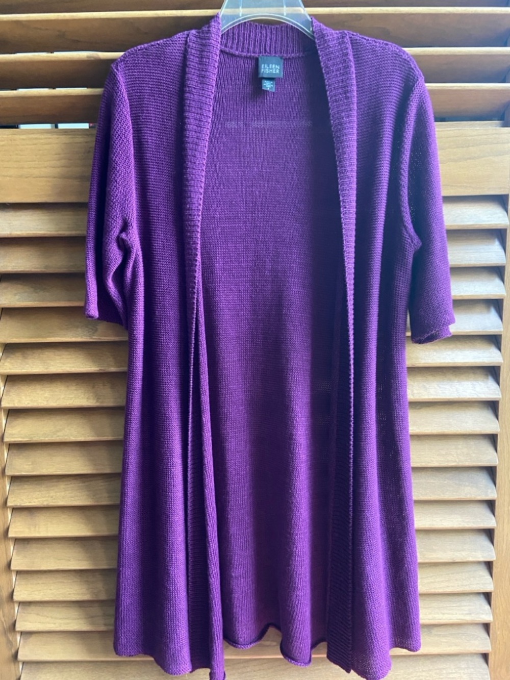 Eileen Fisher NWOT Purple Long Sweater Cardigan Small 100% Hemp